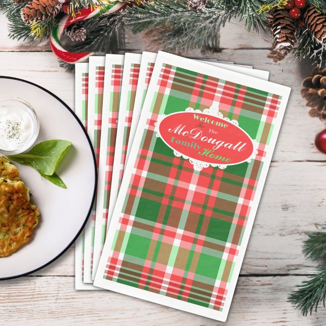 Custom Festive Red Green White Christmas Party Napkin (Creator Uploaded)