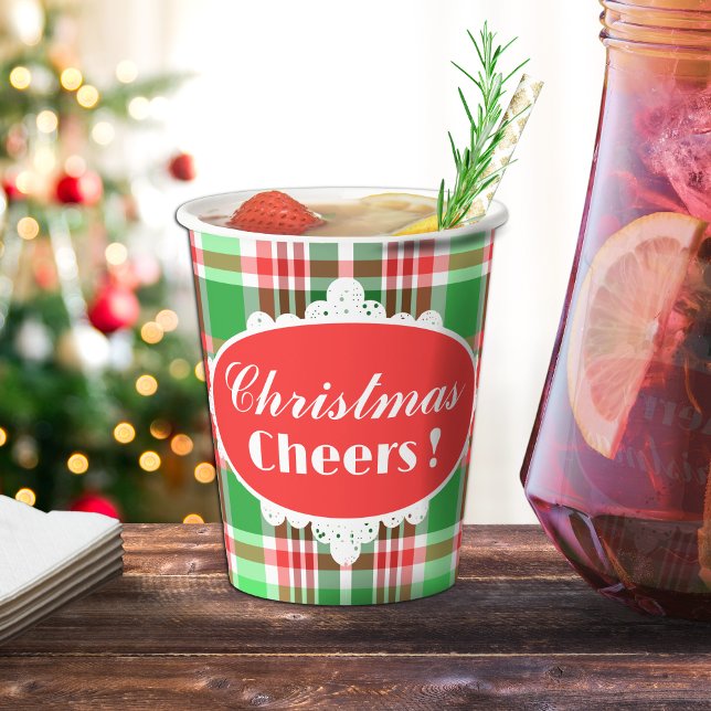 Custom Festive Red Green White Christmas Party Paper Cups (Creator Uploaded)