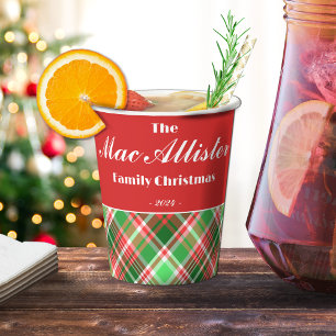 Custom Festive Red Green White Holiday Party Paper Cups