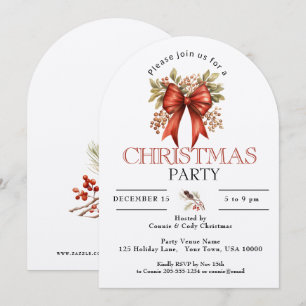 Custom Festive Red Holiday Bow Christmas Party Ar Invitation