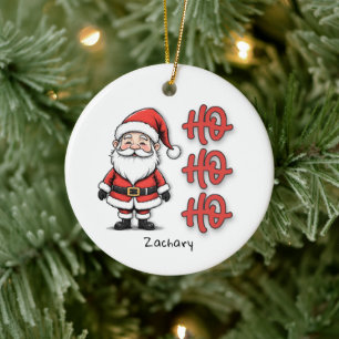 Custom Festive Santa Claus Ho Ho Ho Christmas Ceramic Tree Decoration