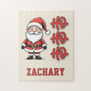 Custom Festive Santa Claus Ho Ho Ho Christmas Jigsaw Puzzle
