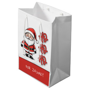 Custom Festive Santa Claus Ho Ho Ho Christmas Medium Gift Bag