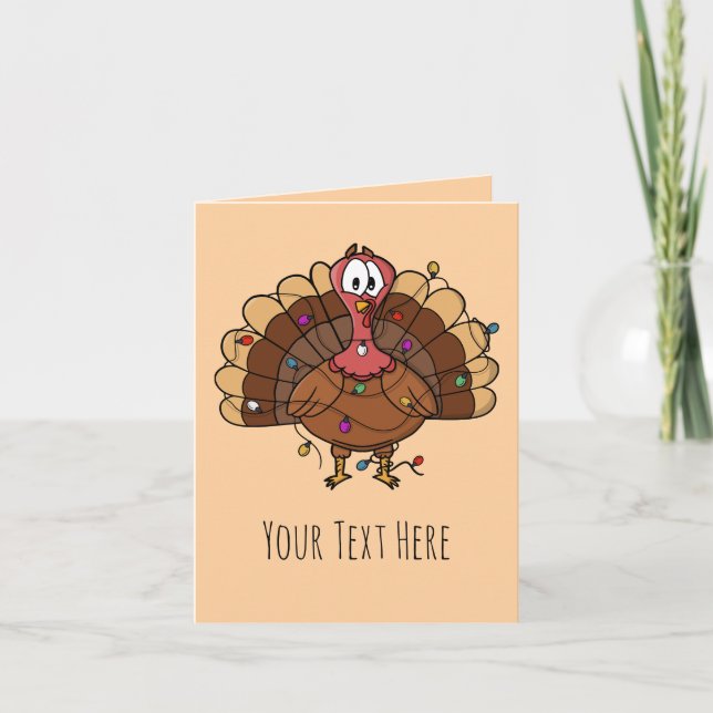 Custom Festive Turkey with String Lights Invitation (Front)