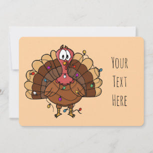 Custom Festive Turkey with String Lights Invitation