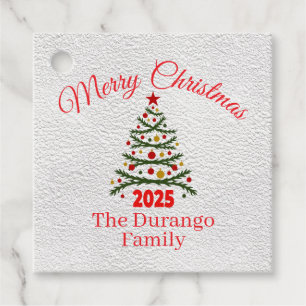 Custom Festive Xmas Tree Christmas Paper Square Favour Tags