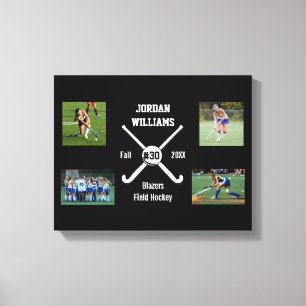 Custom Field Hockey Photo Collage Name Team Number Canvas Print