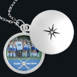 Custom Field Hockey Photo Collage Name Team Number Locket Necklace<br><div class="desc">This personalised field hockey photo collage features your uploaded photos, criss-crossed field hockey sticks, a ball, your player's number and your choice of text - team name, coach's name, player's name, number, etc. Easily change the background colour to match your team colours - just click on "customise" and then the...</div>