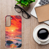 Custom Fiery Sunset Coastline – Ocean Cliffs