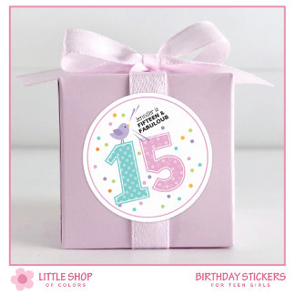 Custom Fifteen and Fabulous Pink Confetti Birthday Classic Round Sticker