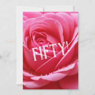 CUSTOM FIFTY BIRTHDAY RED ROSE FLOWER INVITATION