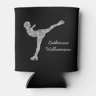 Custom Figure Skating Ice Skating Silver Shimmer Can Cooler