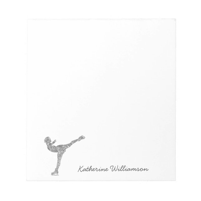 Custom Figure Skating Ice Skating Silver Shimmer Notepad (Front)