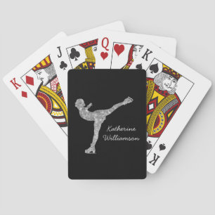 Custom Figure Skating Ice Skating Silver Shimmer Playing Cards