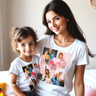 Custom filtered pictures x4 and monogram heart  T-Shirt