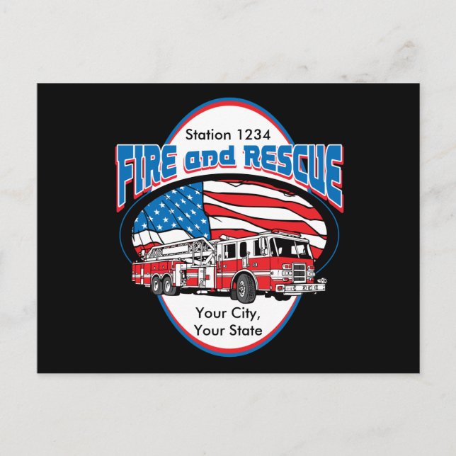 Custom Fire and Rescue Postcard (Front)