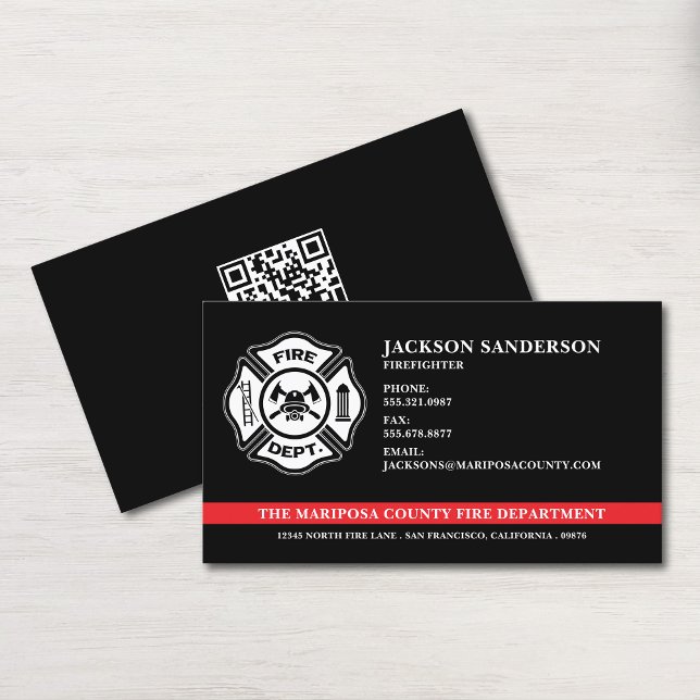 Custom Fire Department Firefighter QR Code Business Card (Custom Fire Department Firefighter QR Code Business Card)