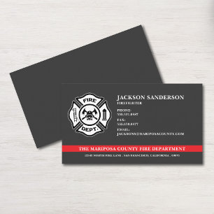 Custom Fire Department Firefighter Red Line Logo Business Card