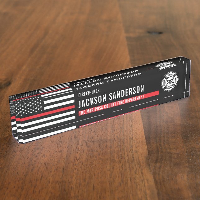 Custom Fire Department Logo Badge Firefighter Nameplate (Side)