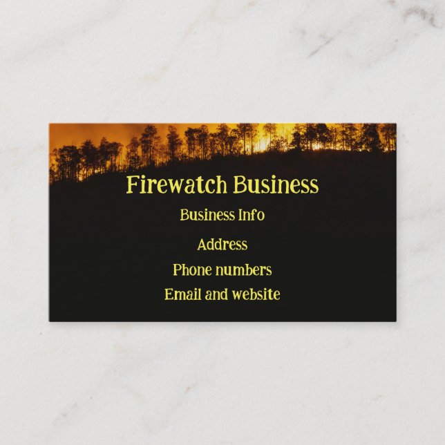 Custom Fire Fighting Firewatch Protection  Business Card (Front)