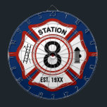Custom Fire Station Number Maltese Cross<br><div class="desc">Spruce up your Firestation and help the fireman inside relax with this custom dartboard featuring your fire station number and the date it was established.</div>