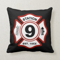 Custom Fire Station Number Maltese Cross Black