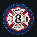 Custom Fire Station Number Maltese Cross Dartboard<br><div class="desc">Spruce up your Firestation and help the fireman inside relax with this custom dartboard featuring your fire station number and the date it was established.</div>