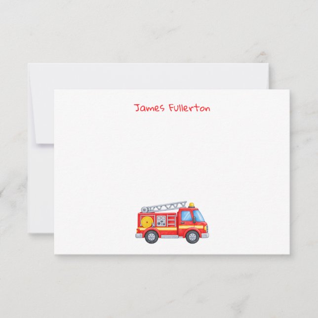 Custom Fire Truck Note Card (Front)