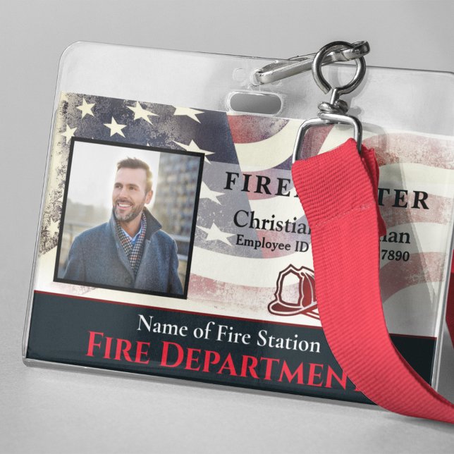 Custom Firefighter Employee Name ID Card Photo ID Badge (Creator Uploaded)