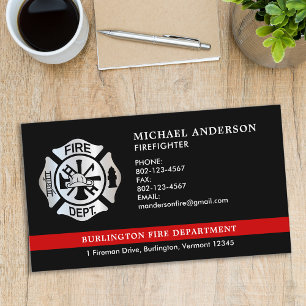Custom Firefighter Fire Department Emblem Logo Business Card