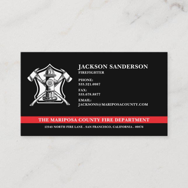Custom Firefighter Fire Department Logo Business Card (Front)