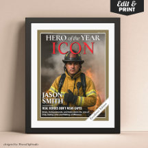Custom Firefighter Gift Fireman Magazine Cover 