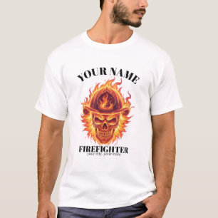 Custom Firefighter  Phoenix Flame Skull Rebirth T-Shirt