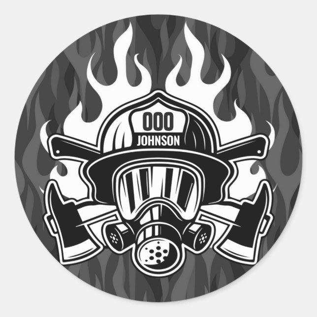 Custom Firefighter Rescue Fire Department Station Classic Round Sticker (Front)