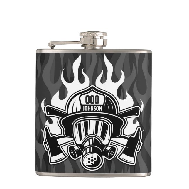 Custom Firefighter Rescue Fire Department Station  Hip Flask (Front)