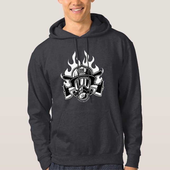 Custom Firefighter Rescue Fire Department Station  Hoodie (Front)