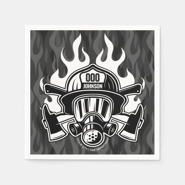 Custom Firefighter Rescue Fire Department Station  Napkin (Front)
