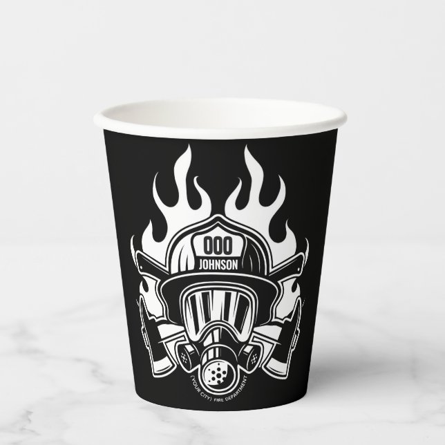 Custom Firefighter Rescue Fire Department Station Paper Cups (Front)