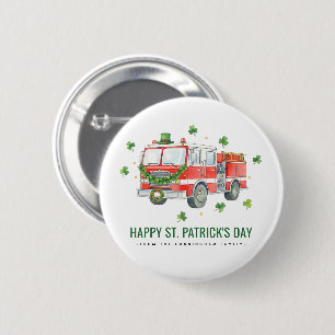 Custom Firefighter St. Patrick's Day Fire Truck 6 Cm Round Badge