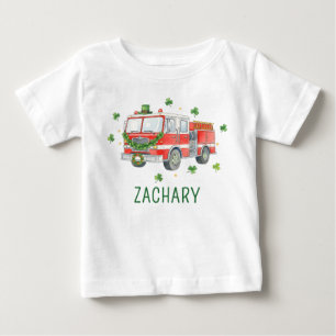 Custom Firefighter St. Patrick's Day Fire Truck Baby T-Shirt