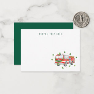 Custom Firefighter St. Patrick's Day Fire Truck Card