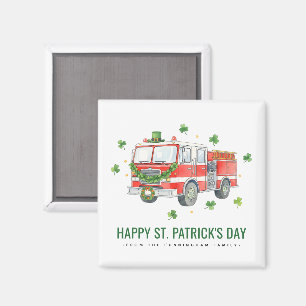 Custom Firefighter St. Patrick's Day Fire Truck Magnet