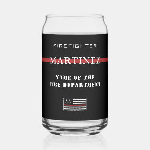 Custom Firefighter Thin Red Line Fire Department Can Glass