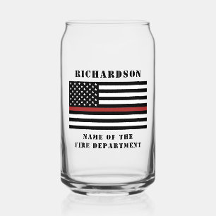 Custom Firefighter Thin Red Line Fire Department Can Glass