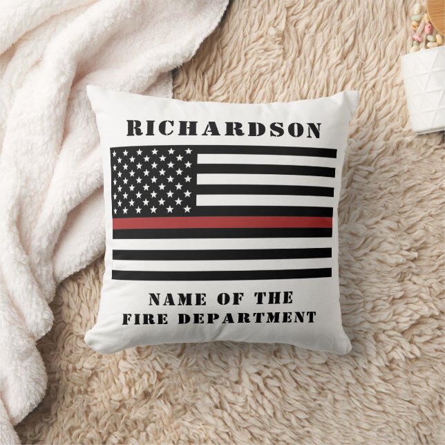 Custom Firefighter Thin Red Line Fire Department  Cushion (Blanket)