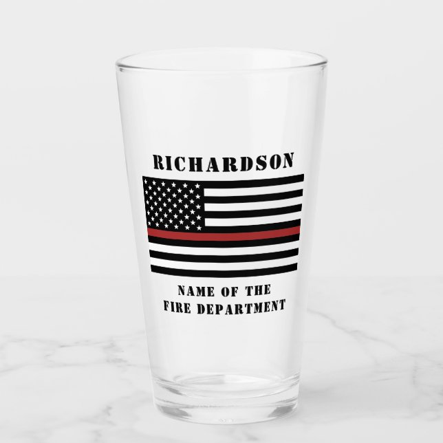 Custom Firefighter Thin Red Line Fire Department  Glass (Front)