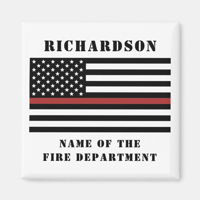 Custom Firefighter Thin Red Line Fire Department Magnet (Front)