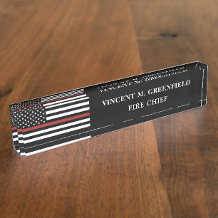 Custom Firefighter Thin Red Line Fire Department Nameplate