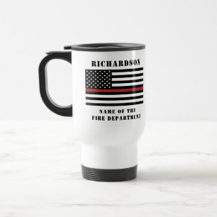 Custom Firefighter Thin Red Line Fire Department Travel Mug