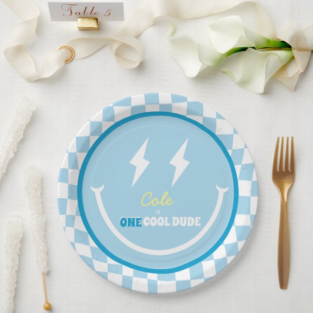 Custom First Birthday One Cool Dude Plate (Wedding)
